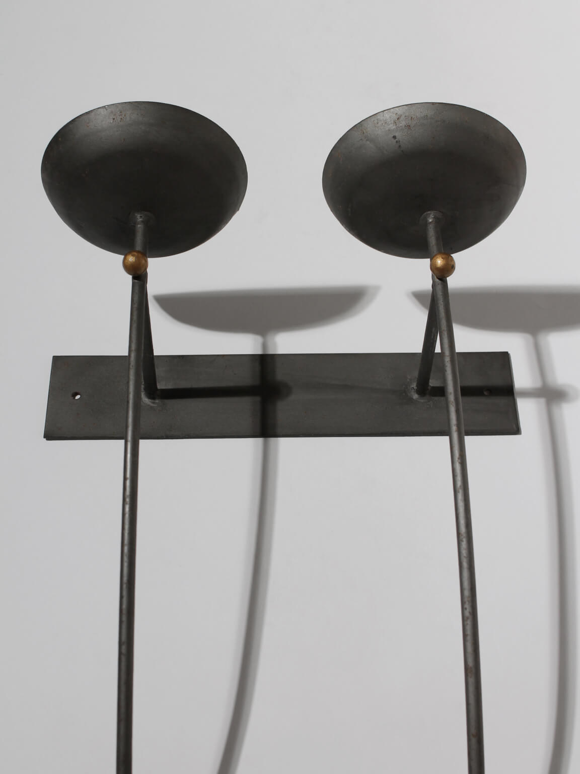 Wall Duo Metal Candle Sconce — front view with black metal finish