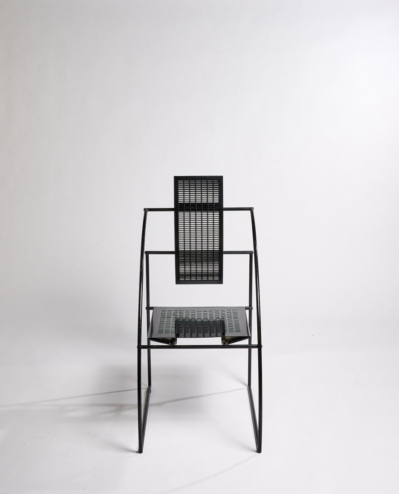Quinta Chair by Mario Botta for Alias — back view of black metal frame