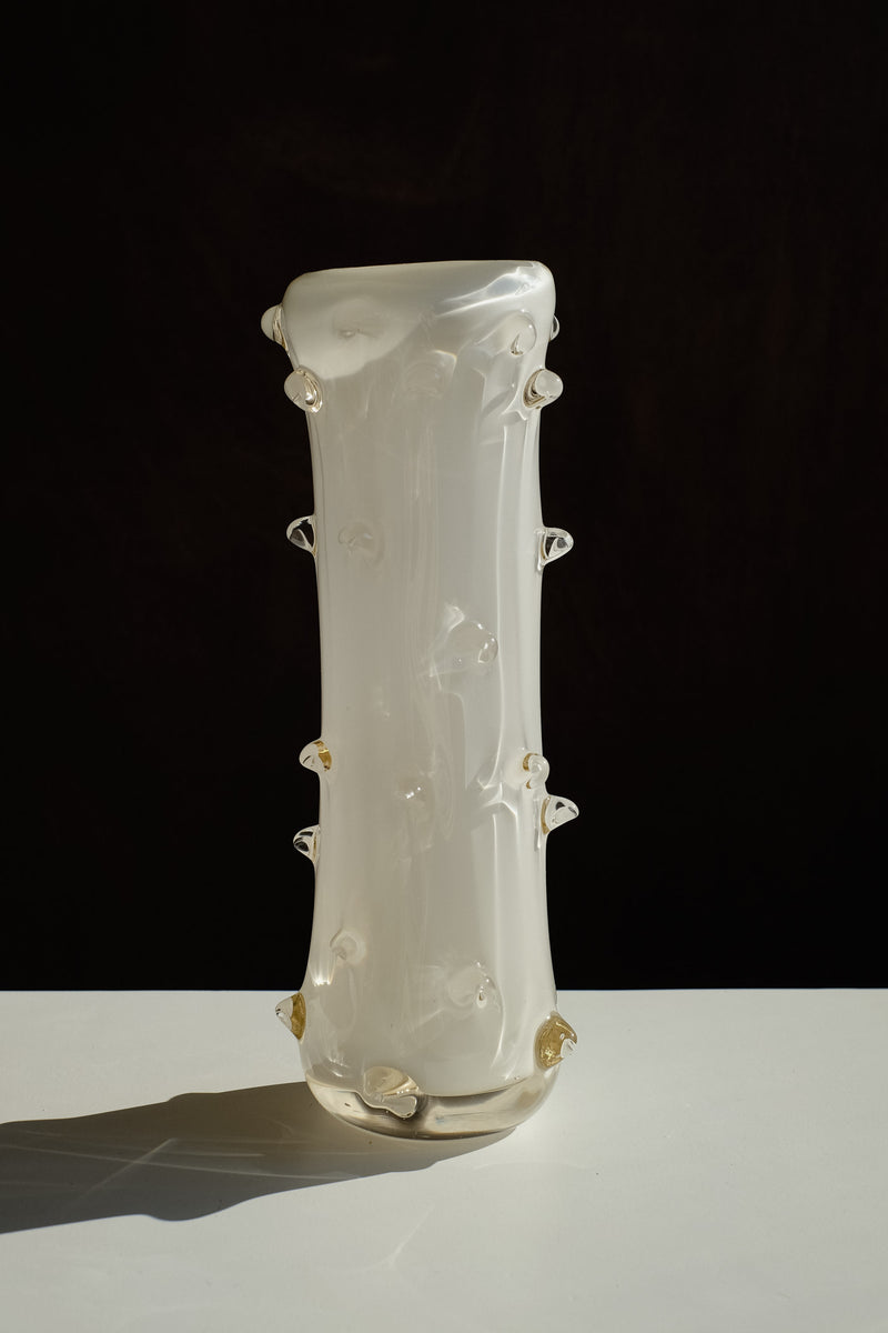 Ivory Sculpted Glass Vase 1950s by septembre studios | The Oblist