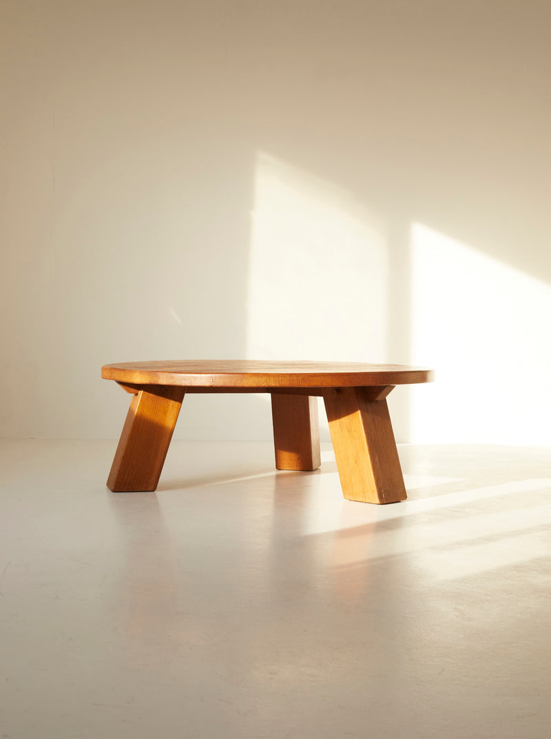 Important Brutalist Tripod Coffee Table, Netherlands c. 1960s — side angle