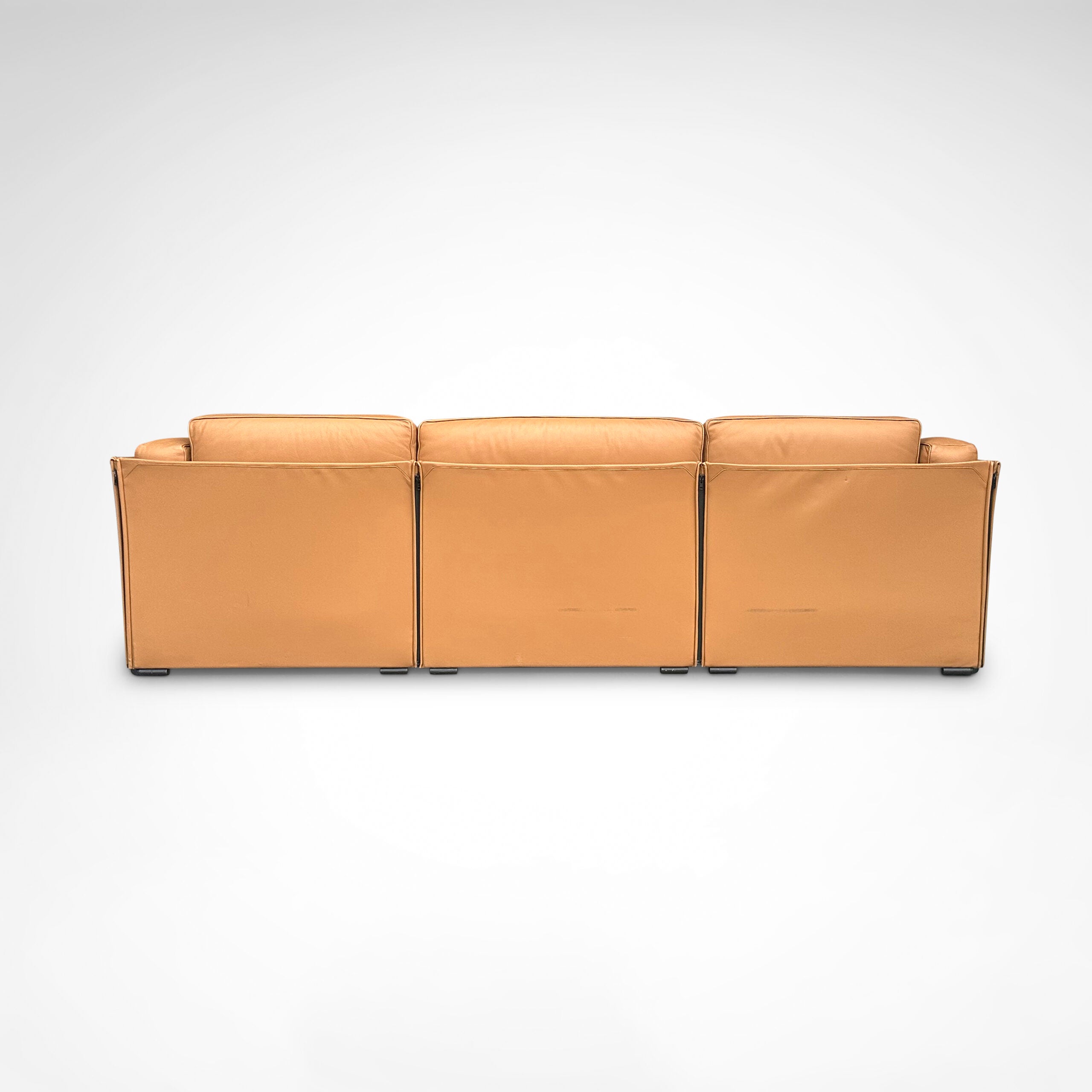 Duc Camel Leather 3-Seater Sofa by Mario Bellini for Cassina, 1990s — view 9