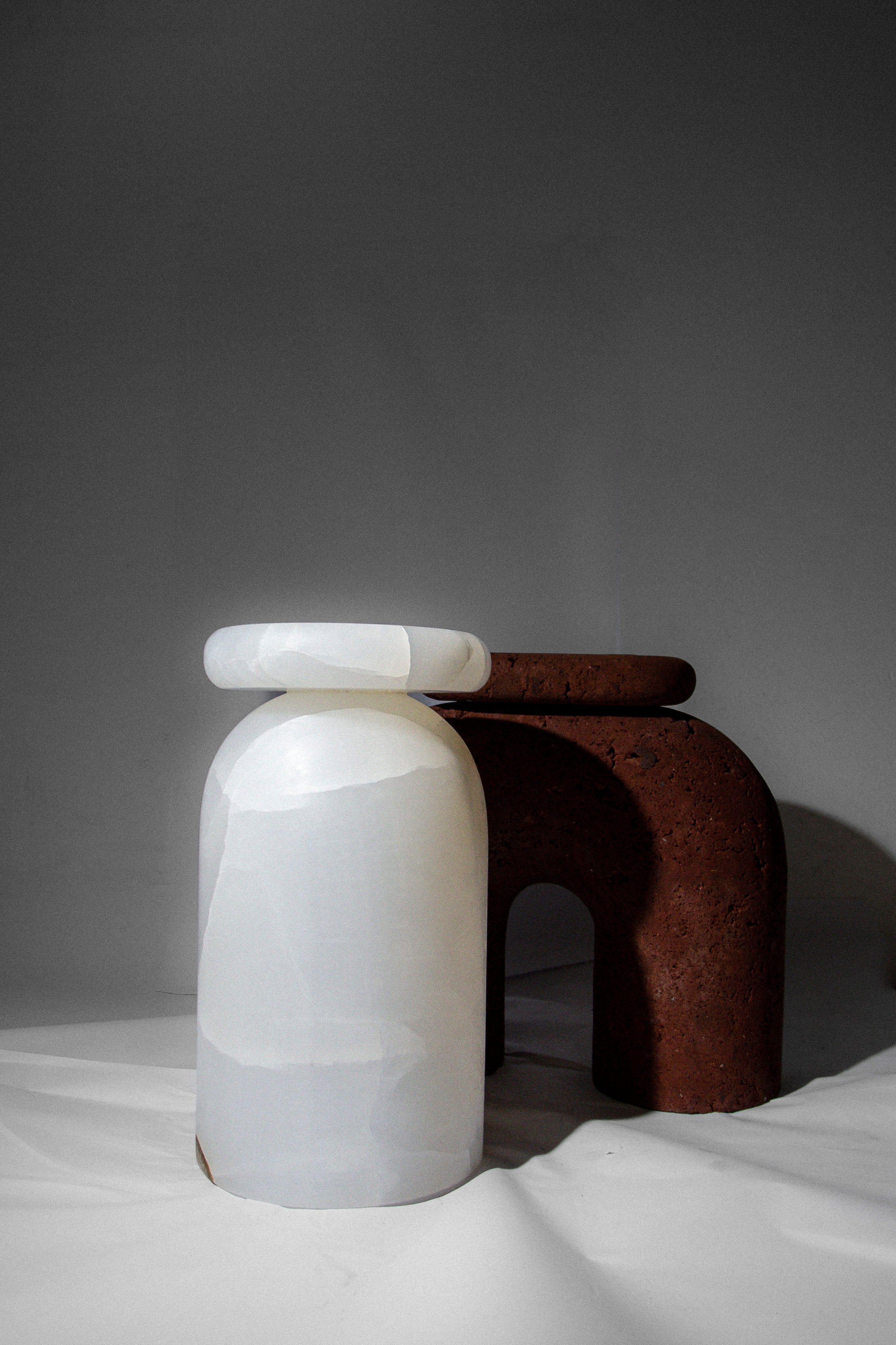 Cult Stool/ Side Table, Marble or Onyx — additional view