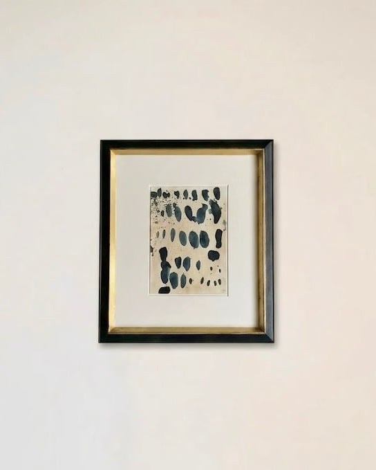 Sand and Ink Abstract on Paper in Antique Gilded Frame by Médecine | The Oblist — modern colors, framed artwork