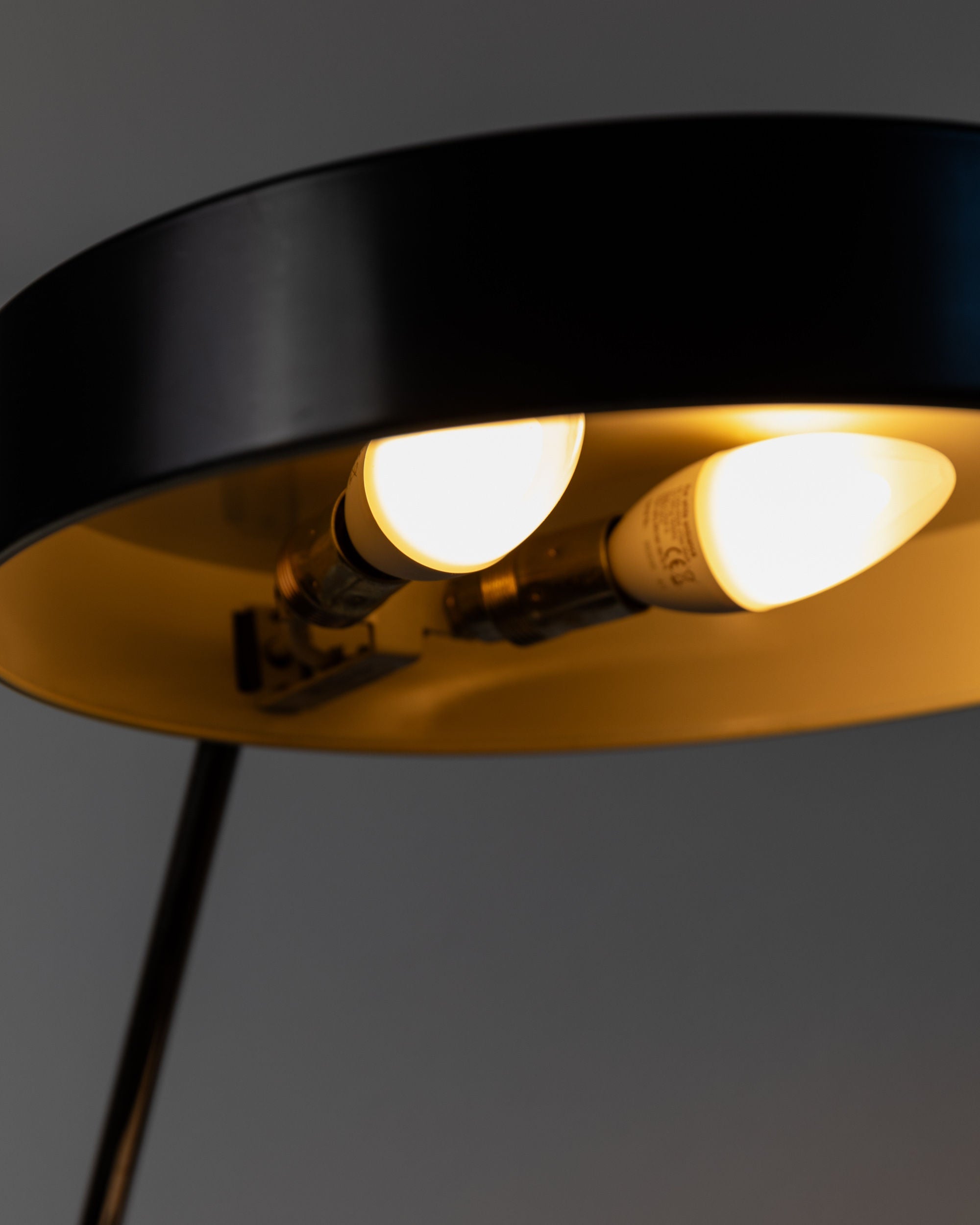 Table Lamp by Kaiser Idell, 1960s — underside view with dual light bulbs