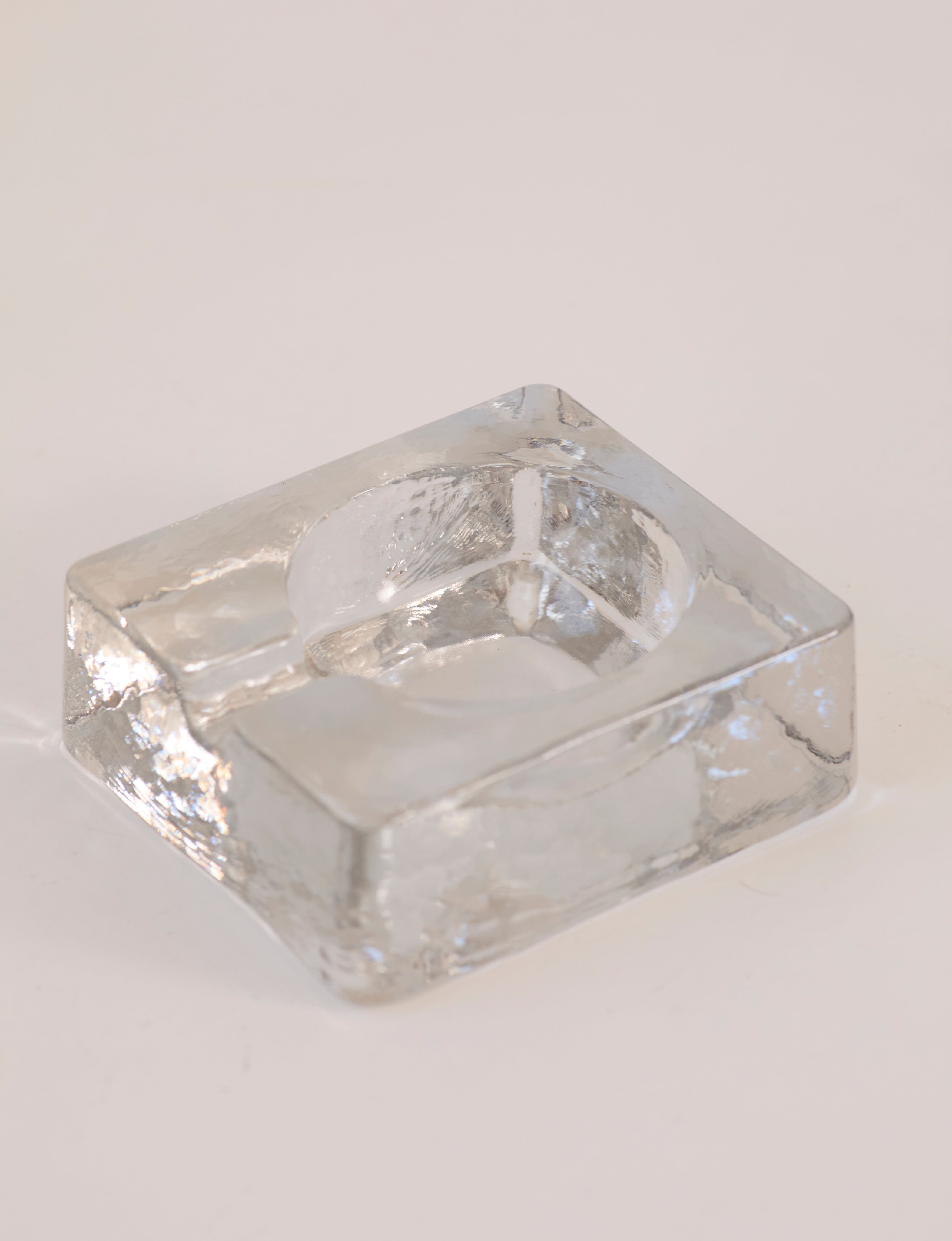 Scandinavian Clear Ashtray in Glass — top view showing clear glass texture