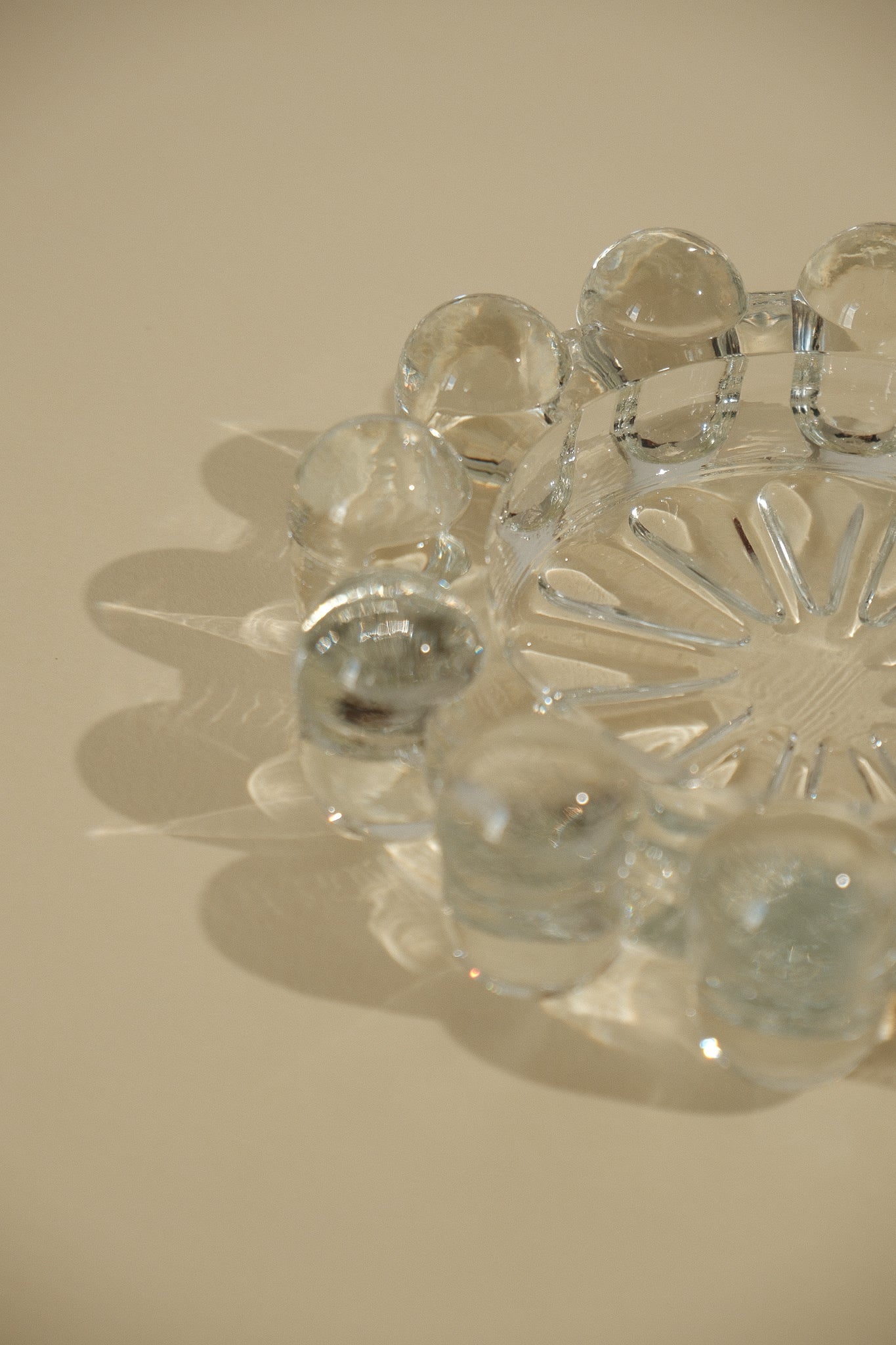 Heavy Clear Glass Candleholder — detail view