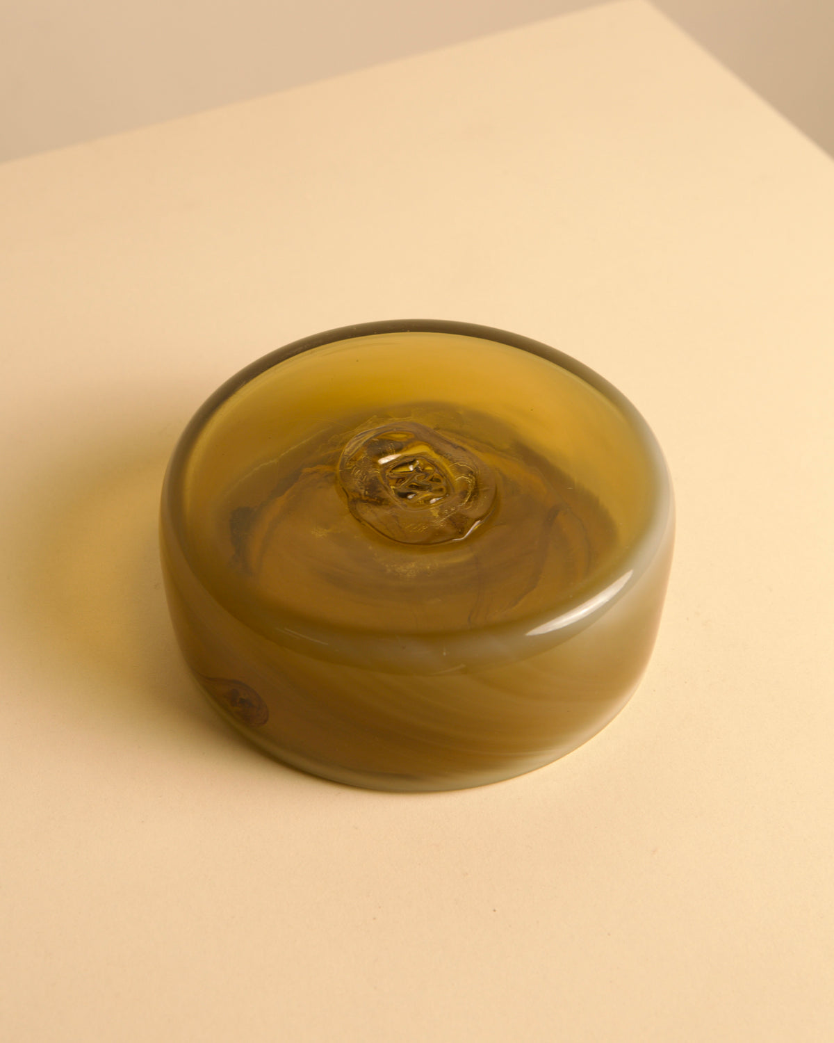 talian round amber Murano glass catch-all, 1980s — alternate view