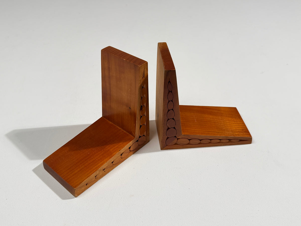 Pair of wooden bookends, France, 1940 — side angle