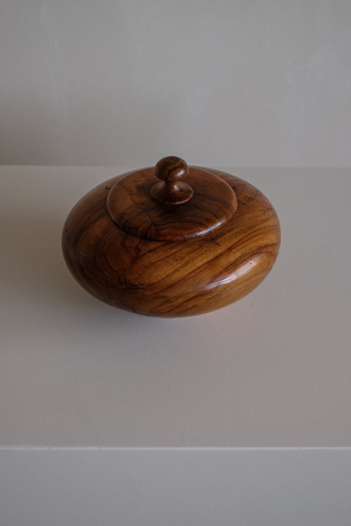 Handcrafted Wooden Lidded Bowl — side angle