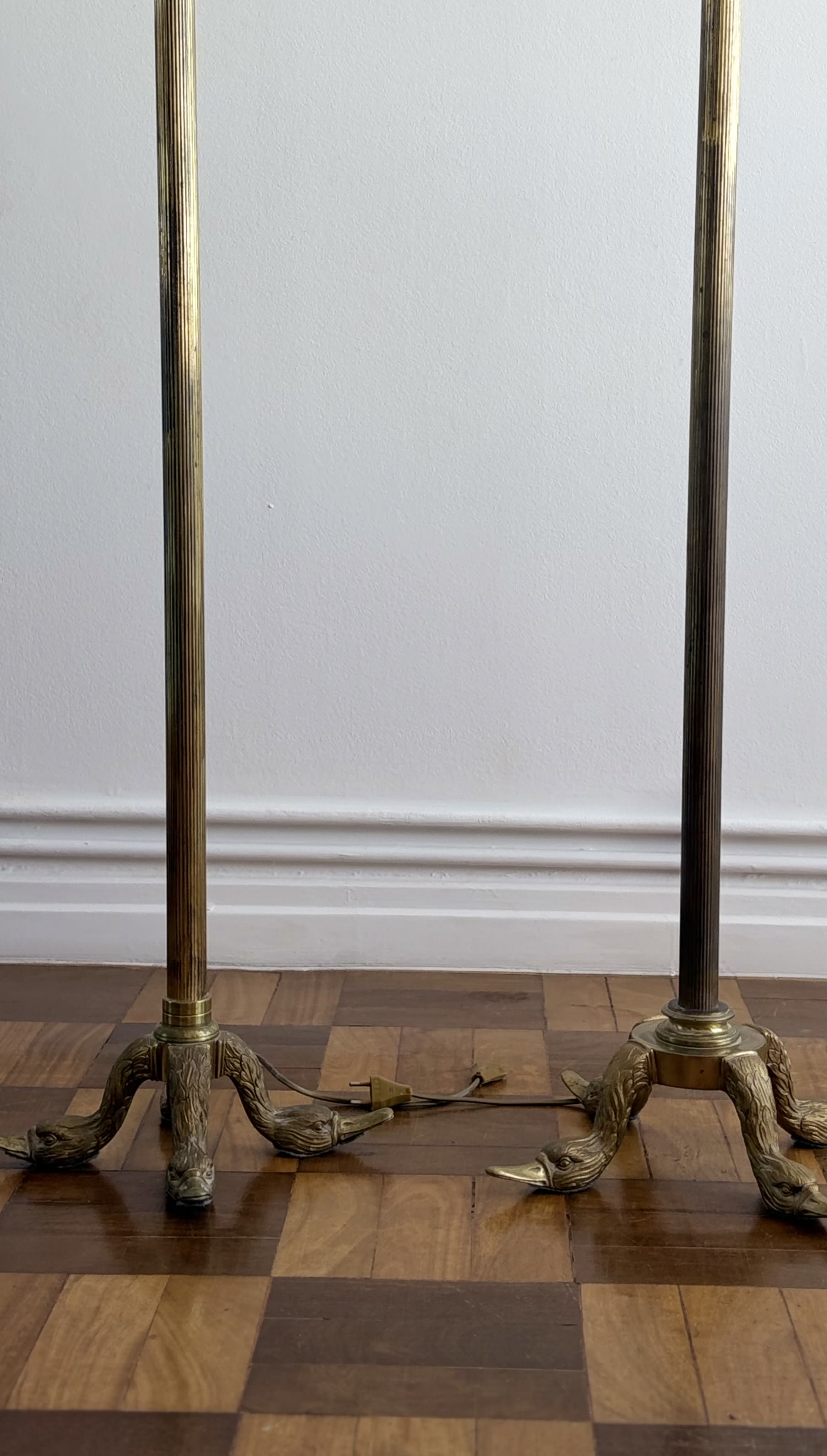 Pair of Monumental Brass Swan Torchères from the Hotel Ritz Lisbon — alternate view
