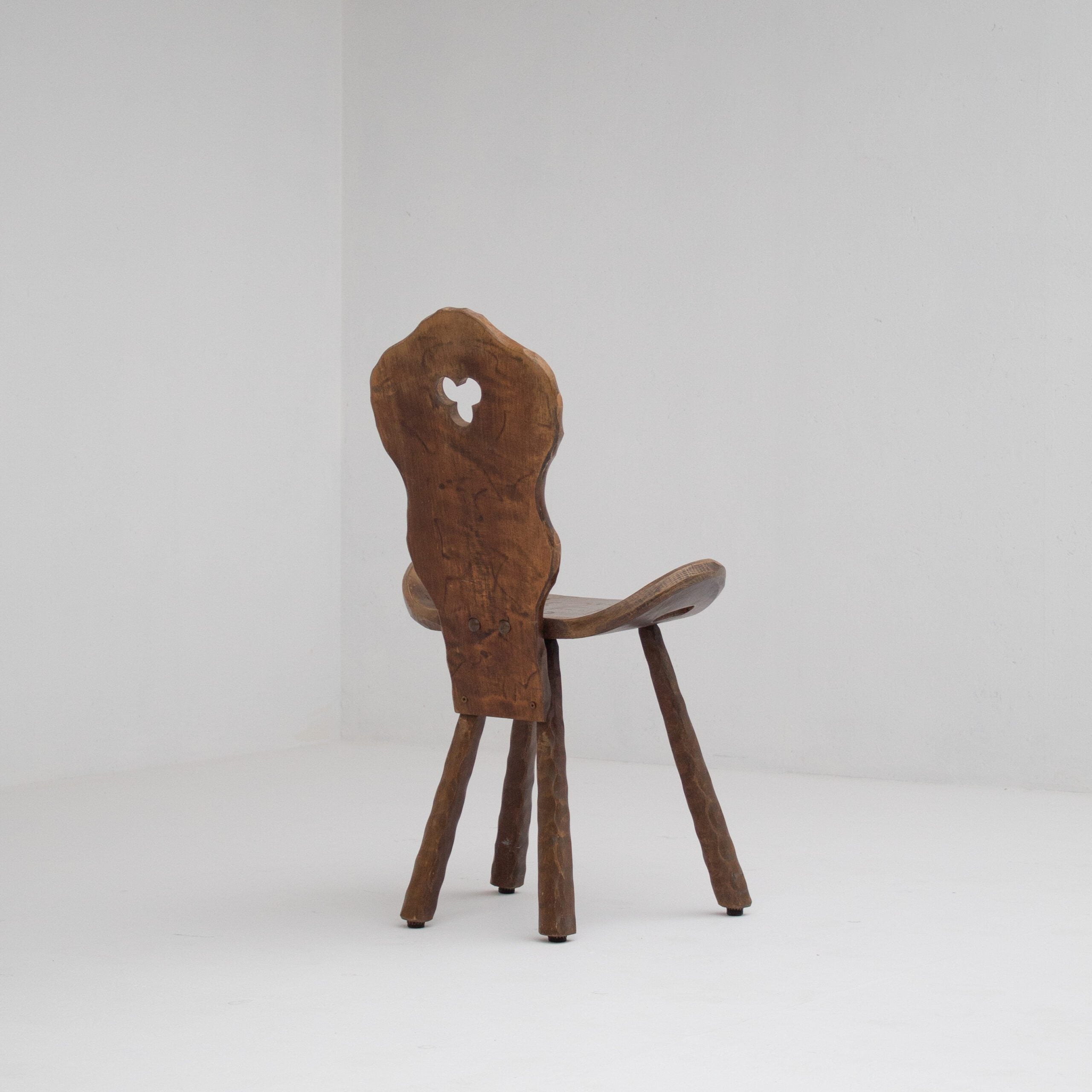 Set of 6 Brutalist Solid Wood Stools, 1970s — lifestyle setting