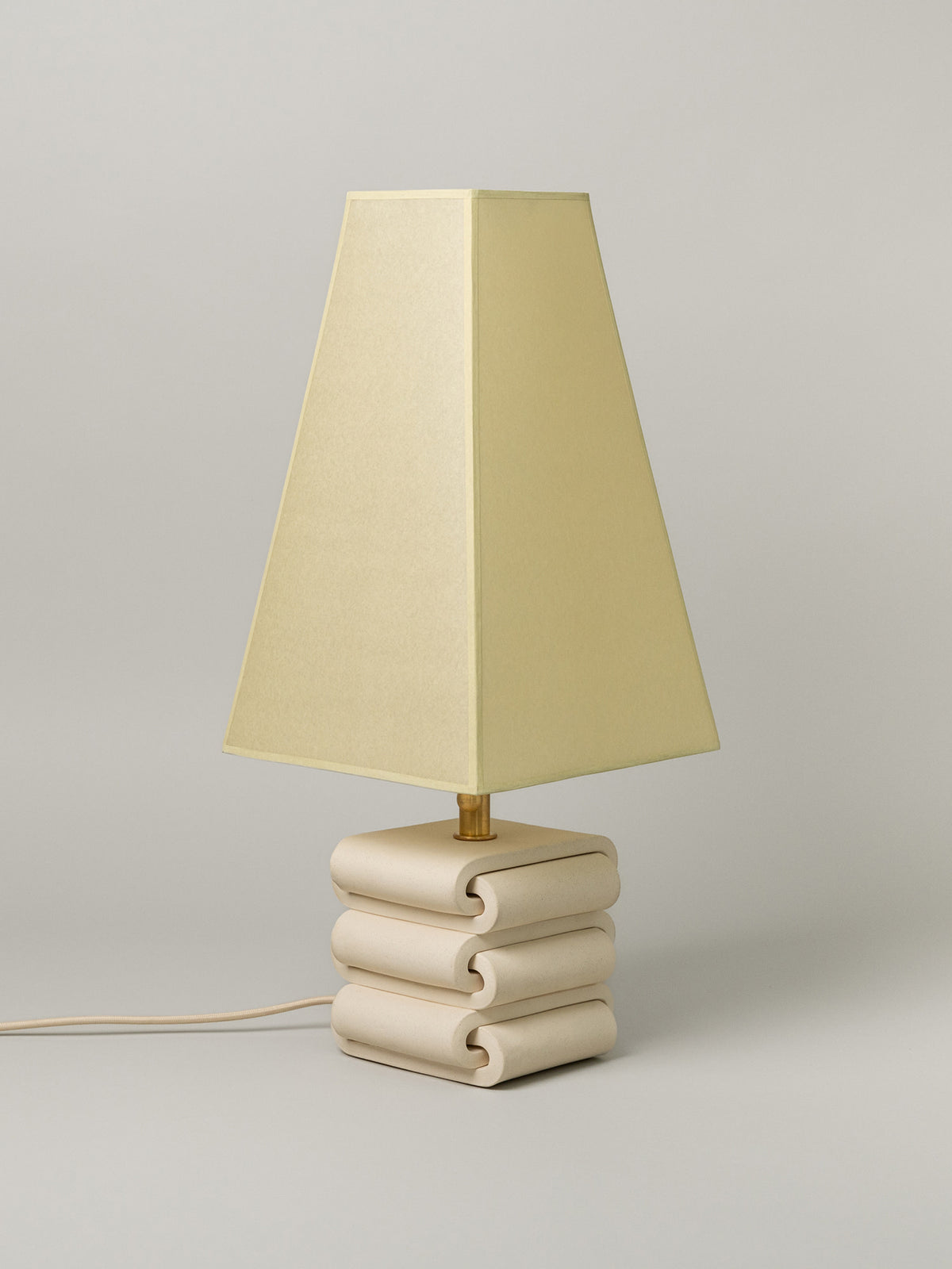 Gio Table Lamp,  Bone / Faint Green Shade — close-up