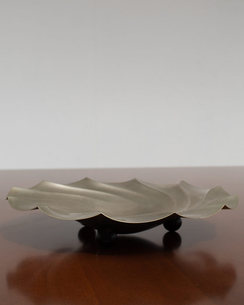 Art Deco Silver Plate Tray – Sculptural Serving Piece — detail view