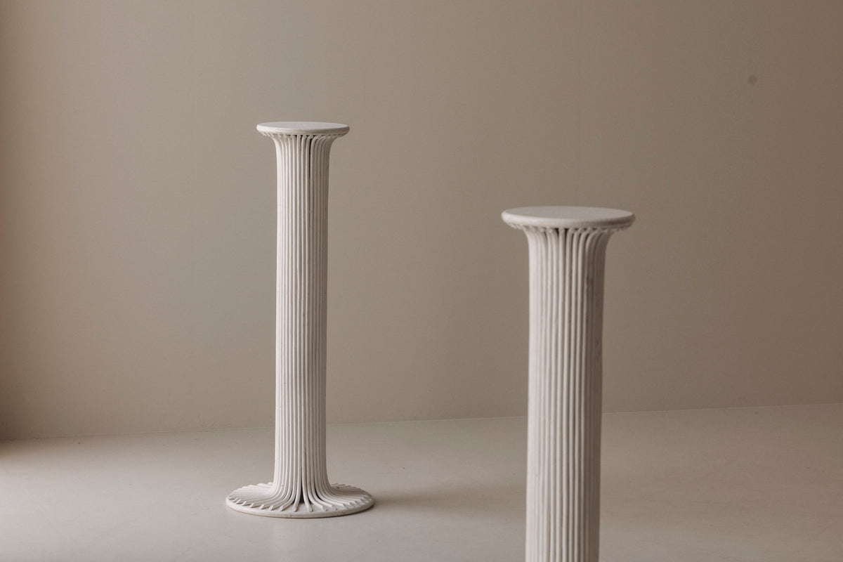 Pair of Sculptural Bamboo Pedestals, Italy, 1960s — close-up