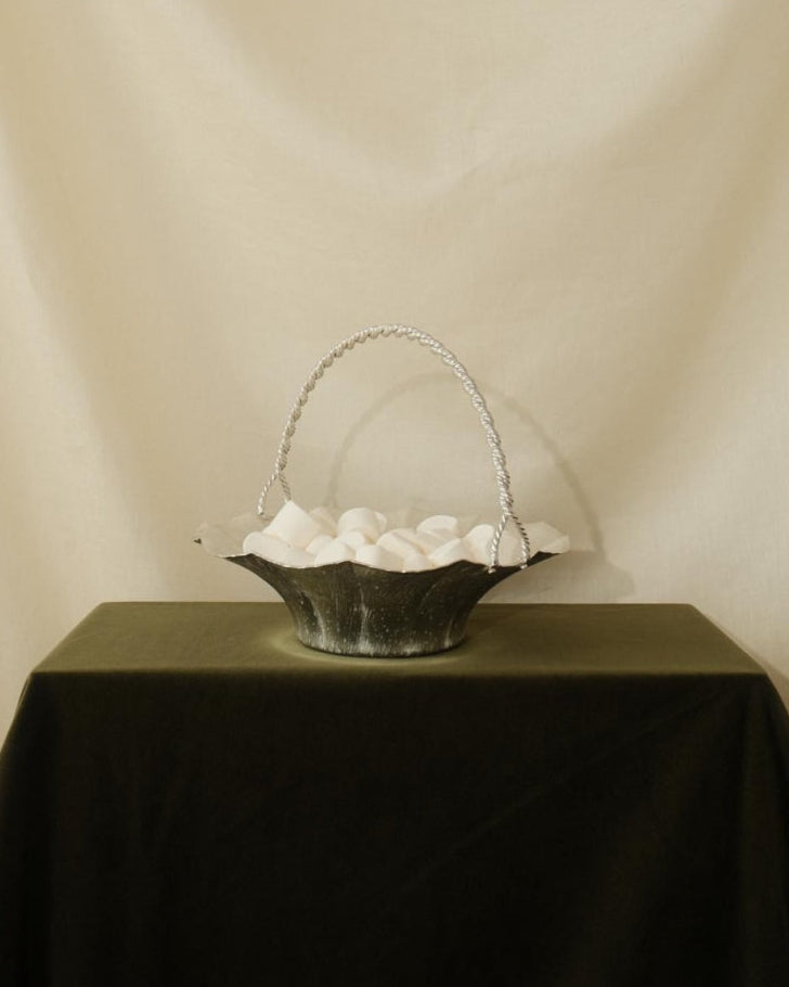 Vintage Satin Aluminium Fruit Basket — lifestyle setting