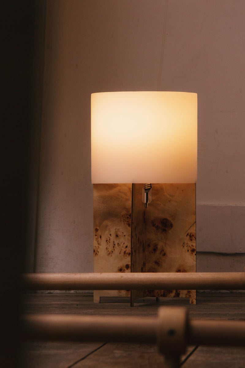 Lumix Table Lamp Poplar Wood — side angle