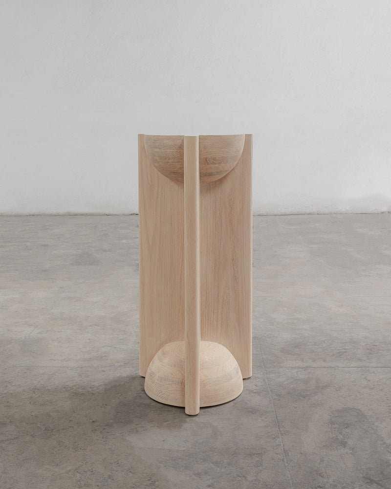 Solid Oak Display Pedestal - BLEO Series by Daniel Couttolenc, Cream Wash Finish by Daniel Couttolenc