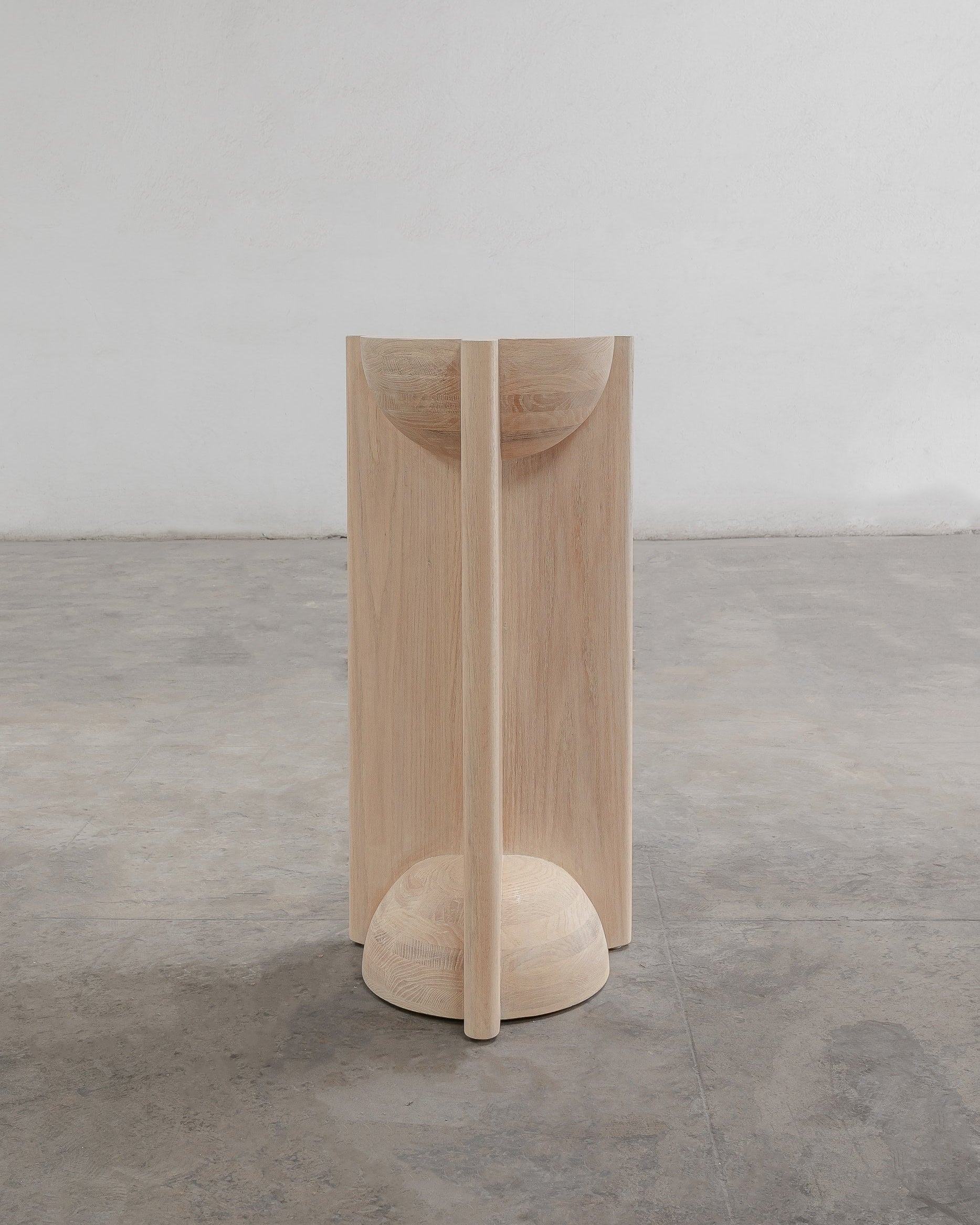 Solid Oak Display Pedestal - BLEO Series by Daniel Couttolenc, Cream Wash Finish by Daniel Couttolenc