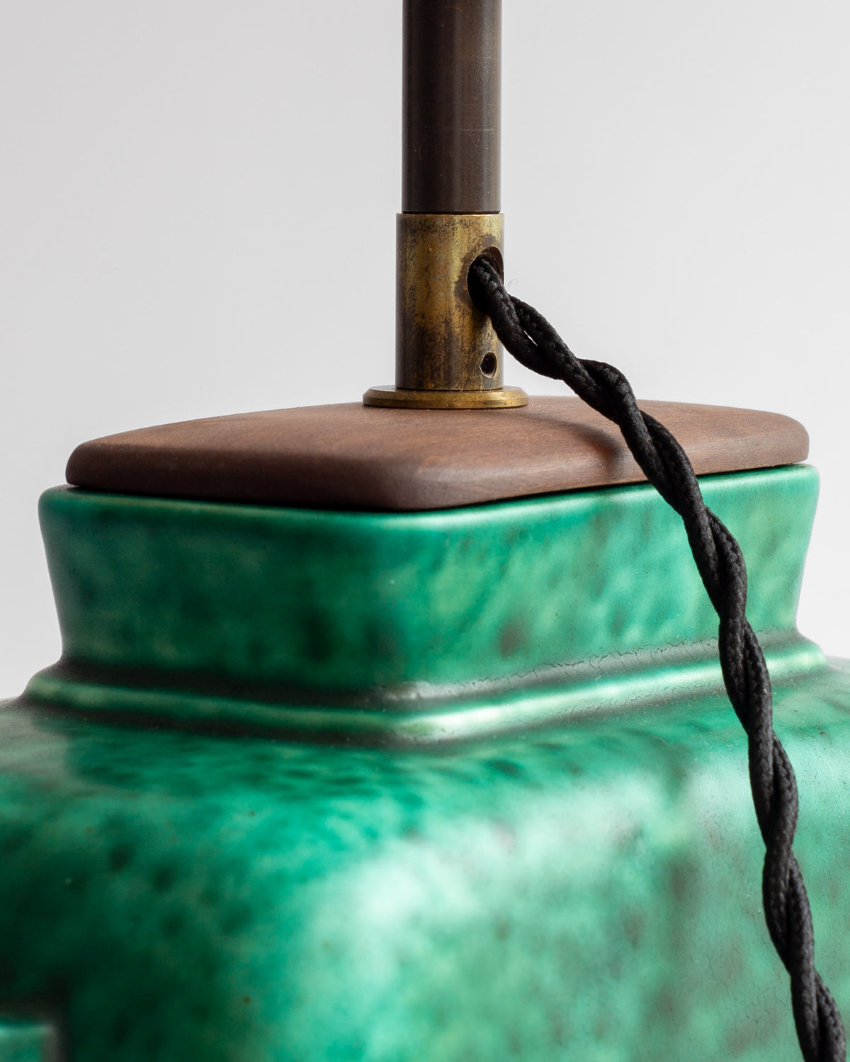 Emerald Stoneware Table Lamp by Wilhelm Kåge, Sweden, 1930s — alternate view