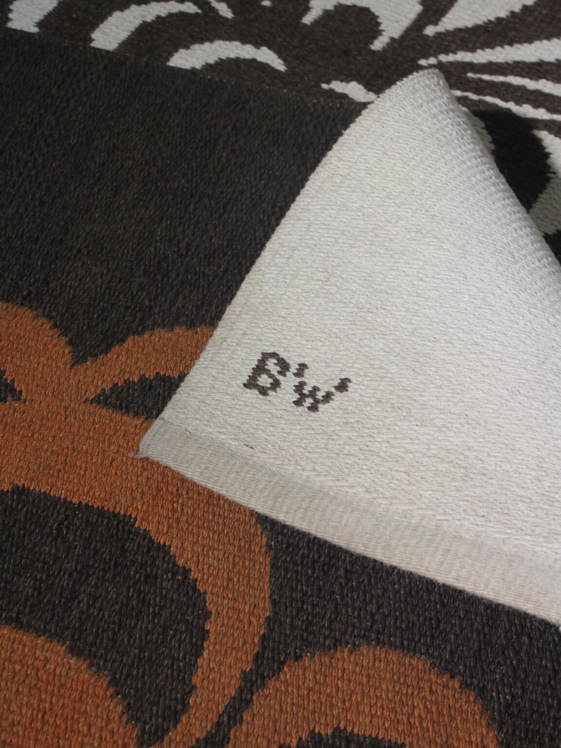 Berit Woelfer Mid-Century Graphic Double-Sided Wool Rug 160x240, Signed — lifestyle setting