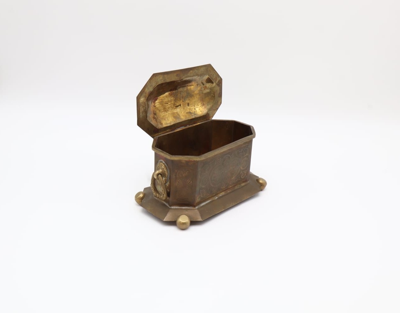 Antique Octagonal Brass Trinket Box – France (c. 1920) by Forma Finds | The Oblist