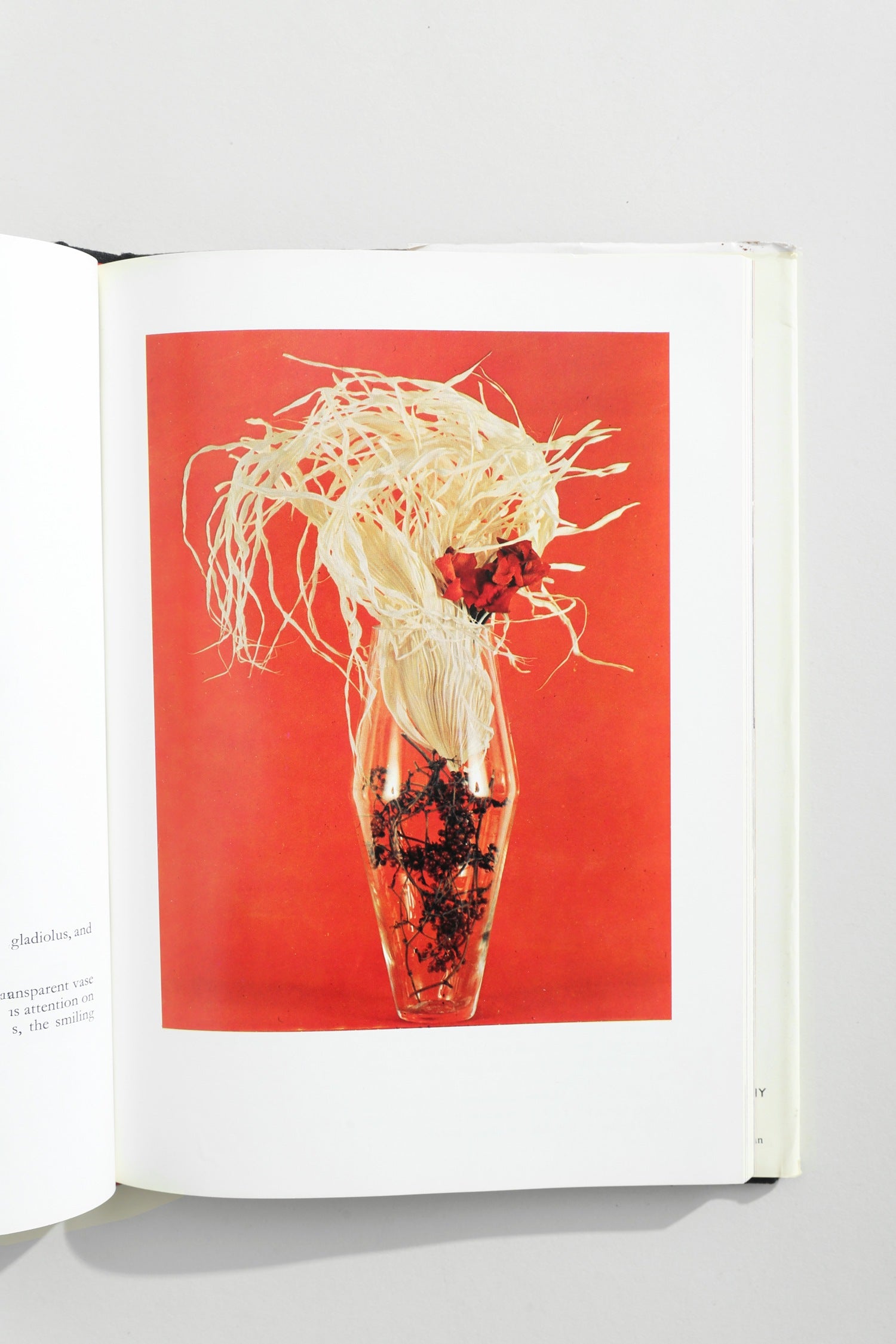 Creative Ikebana Book — open on red background with floral arrangement