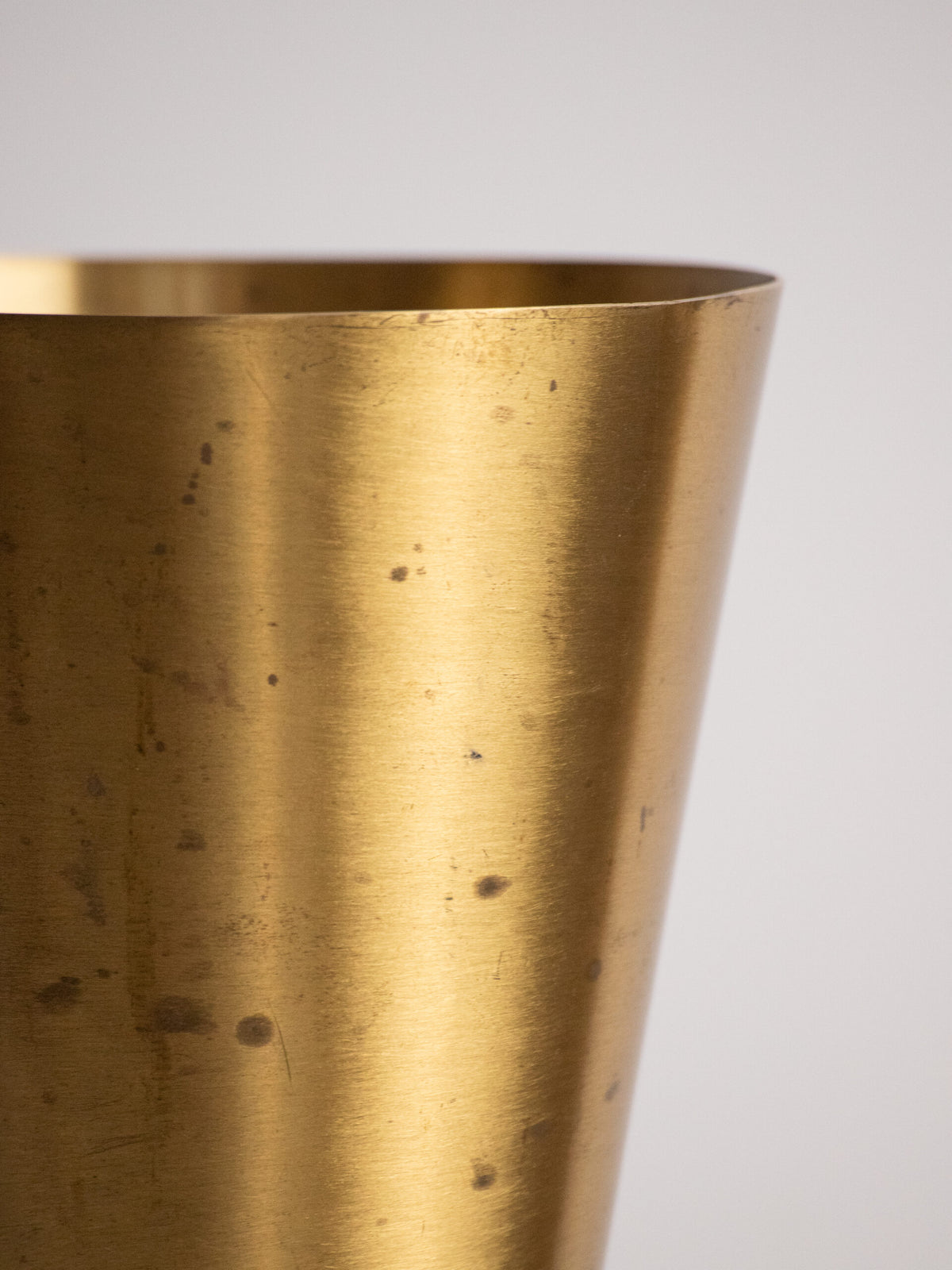 Art Deco Conical Brass Vase on Three-Step Ziggurat Foot, Continental Europe, circa 1930s — alternate view