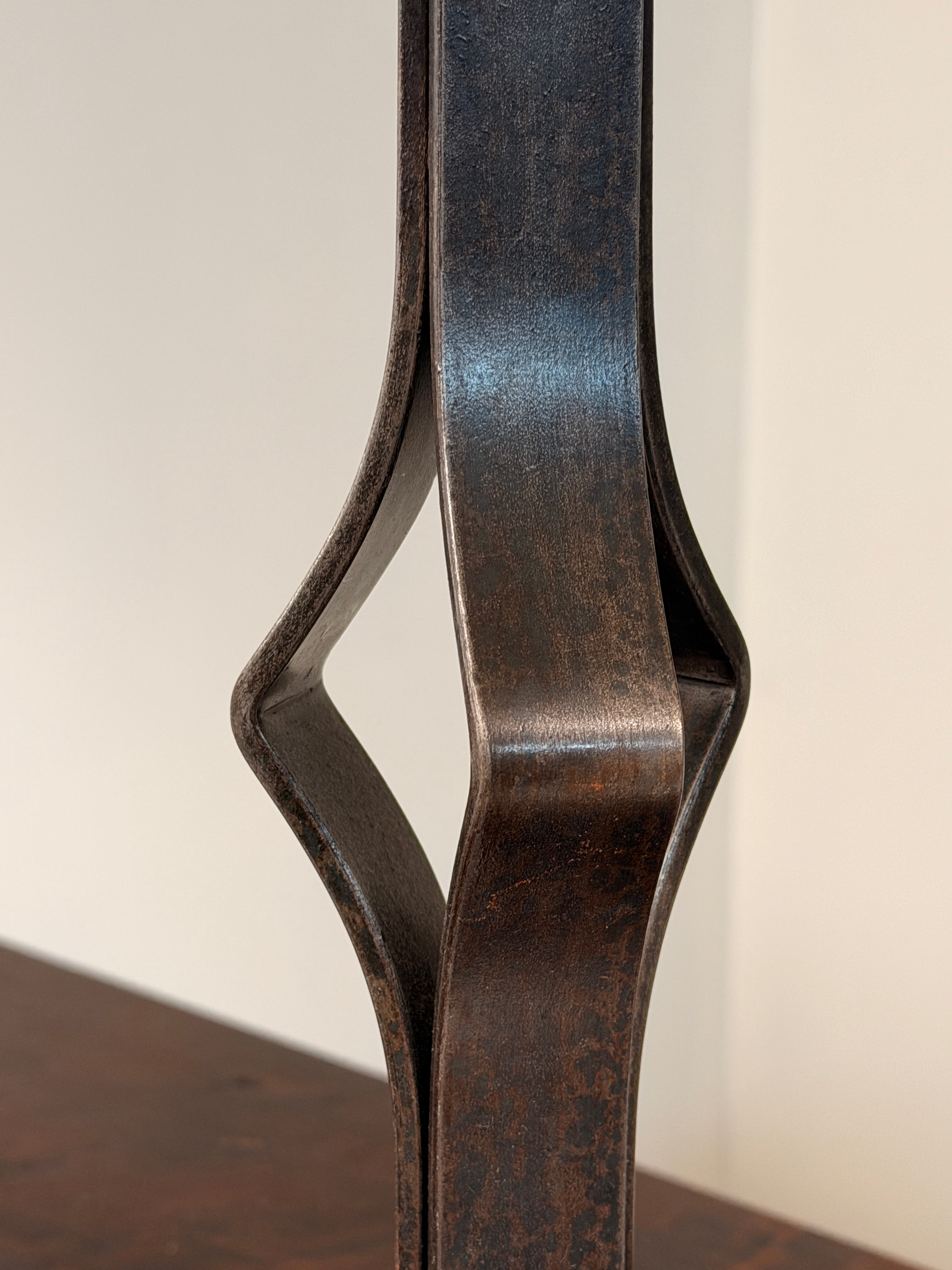 Wrought-iron lamp base, folk art, France, circa 1950 — close-up