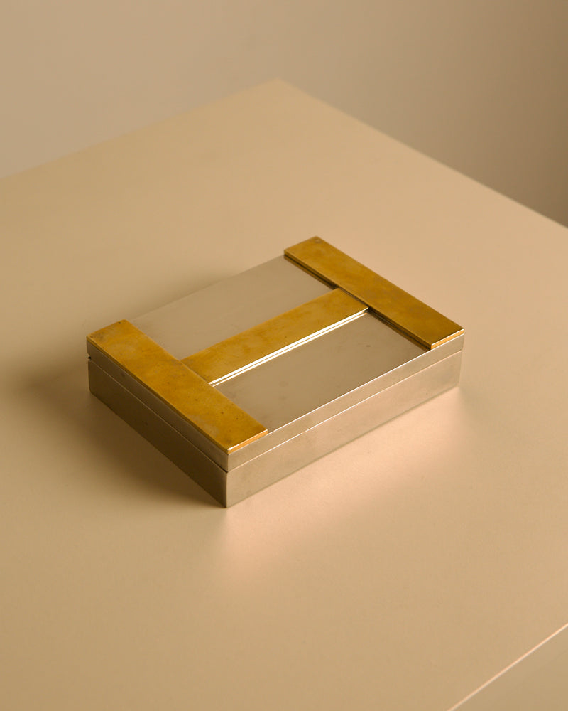 Hermès Paris Silver-Plated and Brass Box by Ravinet d'Enfert, France 1960s by Treaptyque | The Oblist