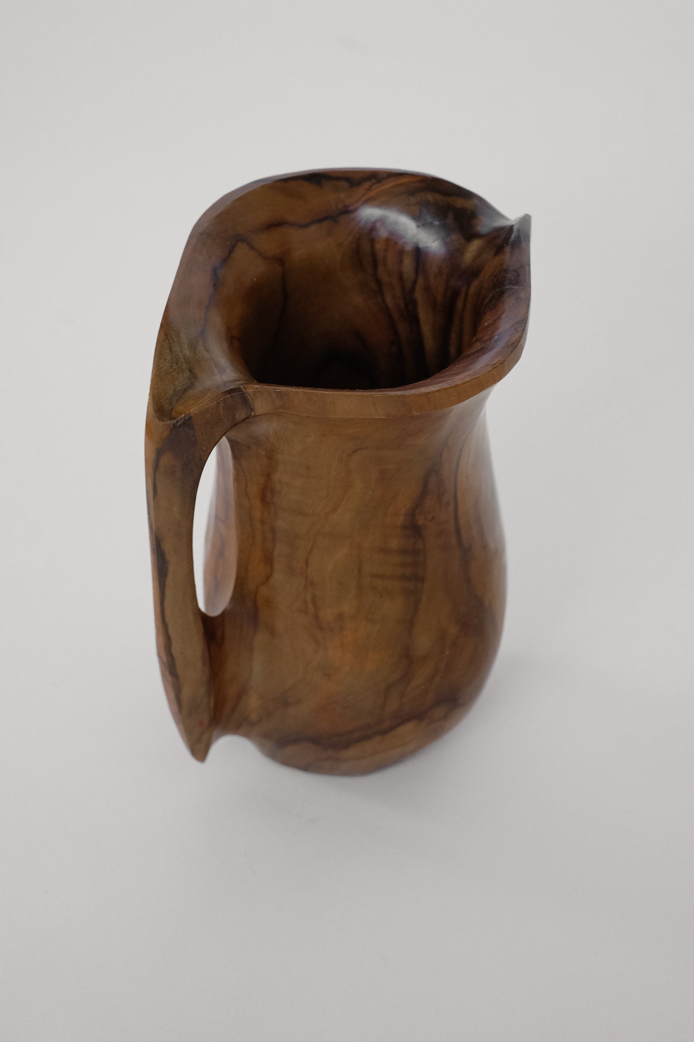 Handcrafted Vintage Wooden Pitchers — side angle
