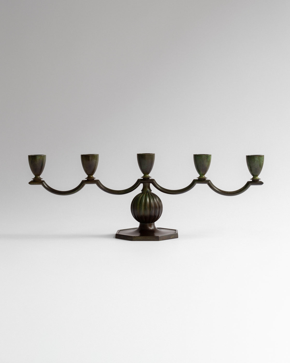 Art Deco Bronze Candelabra by GAB, Sweden, 1930s — lifestyle setting