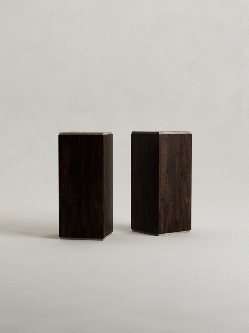 Calakmul' Plinth — close-up of dark wood surface and edges