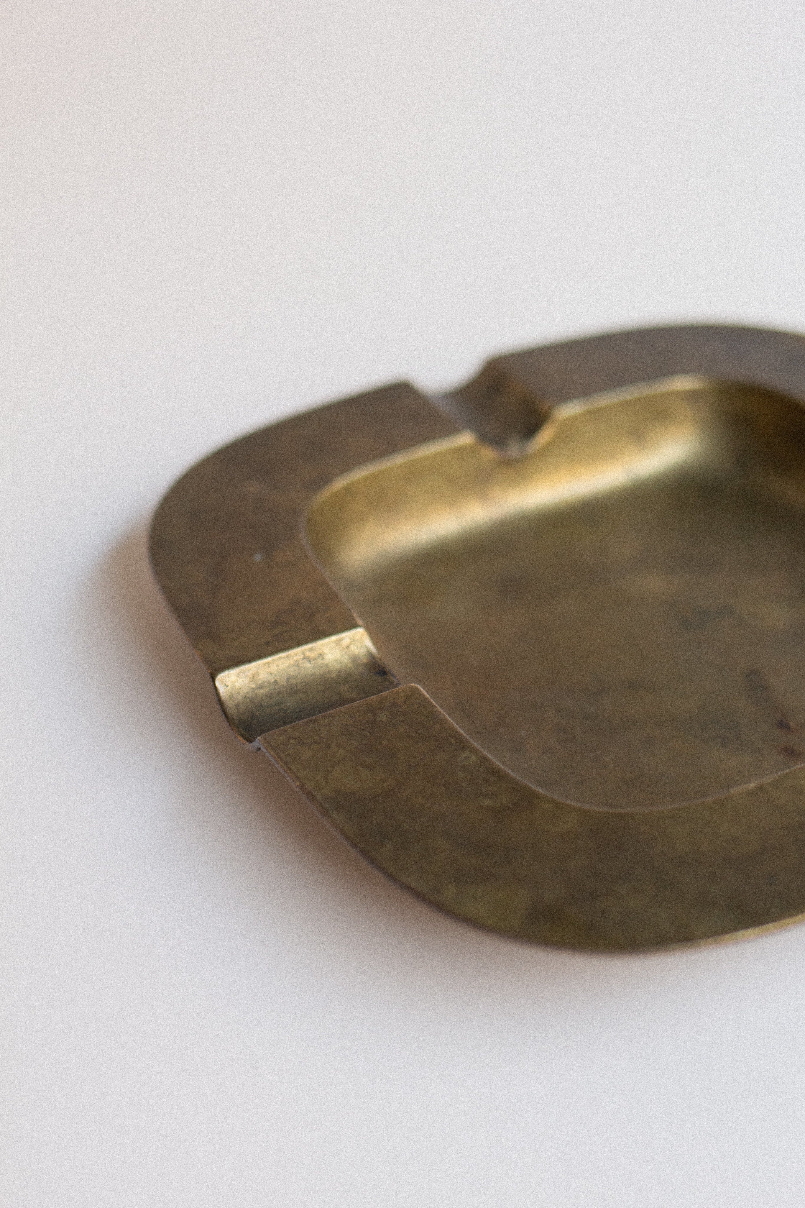Modernist Brass Ashtray — side angle