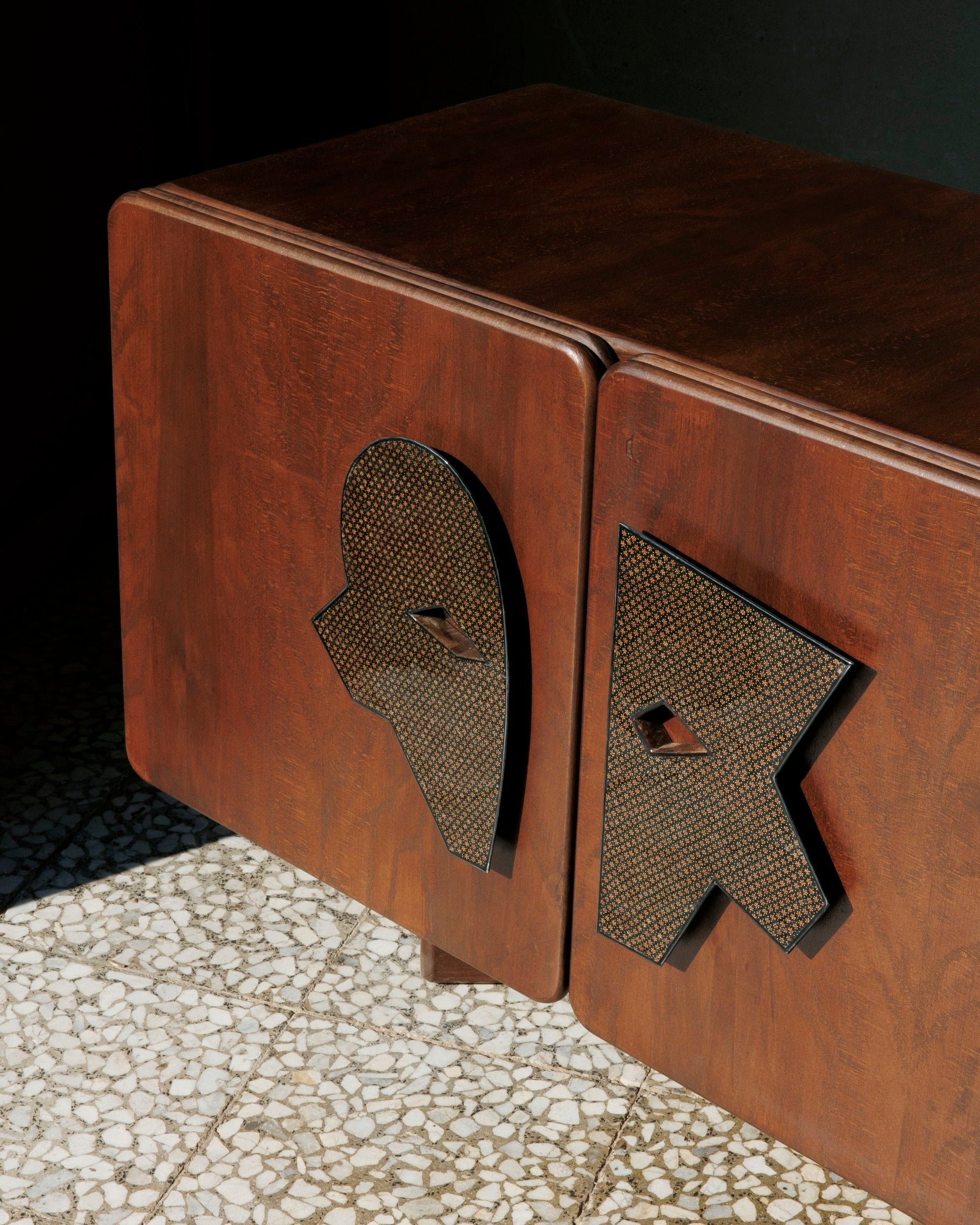 Wood and Khatam and Walnut Sideboard/Cabinet - MA Credenza Contemporary Style