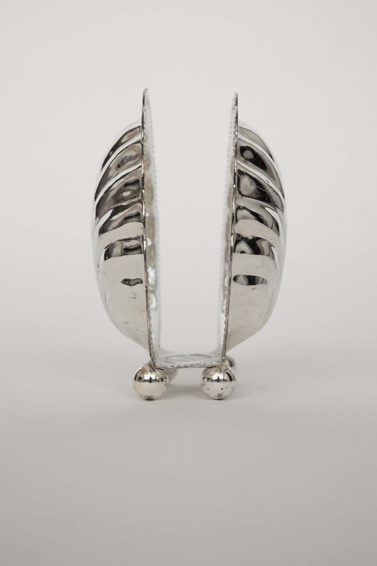 Vintage Silver-Plated Shell Napkin Holder — detail view