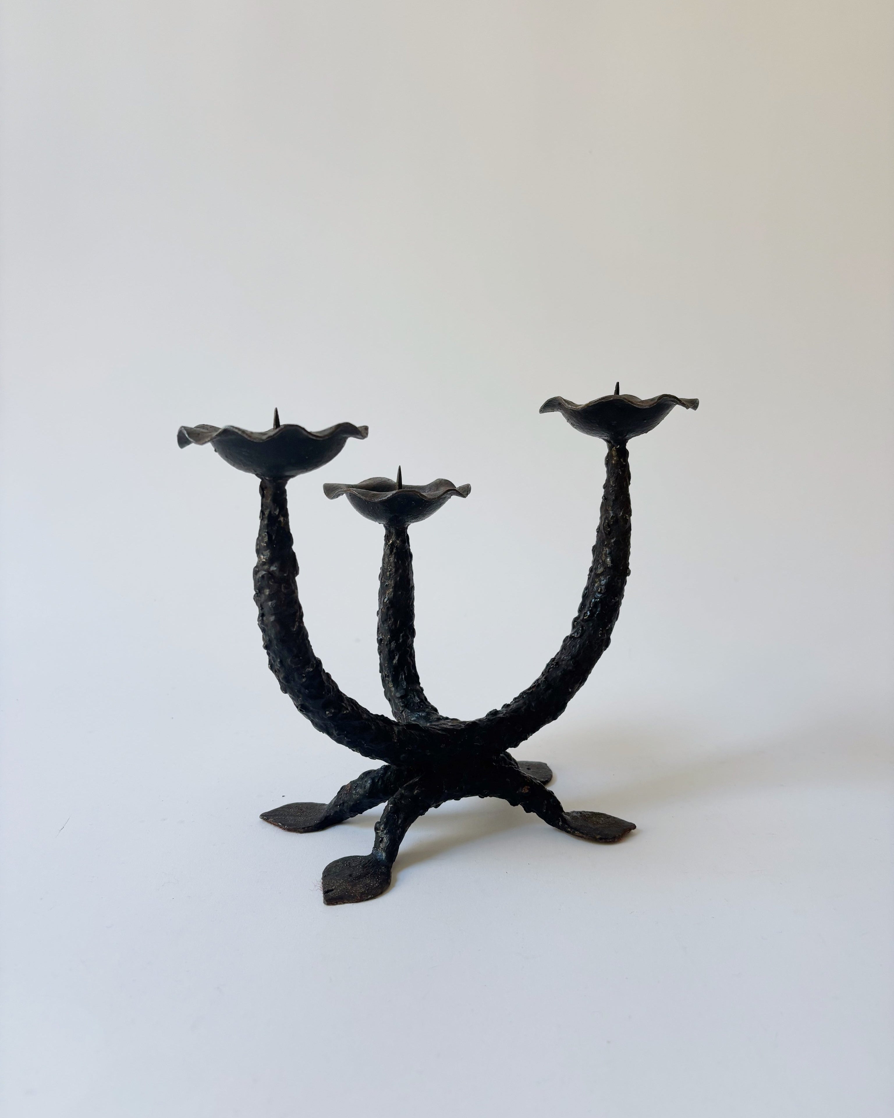 Metal Textured Artisan Candlestick, Poland by Huerto | The Oblist — handcrafted black metal design