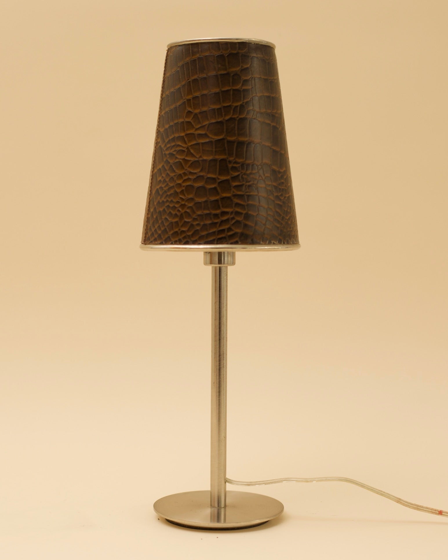 MEYER Table Lamp by SÒLER | The Oblist — brown leather shade, modern design