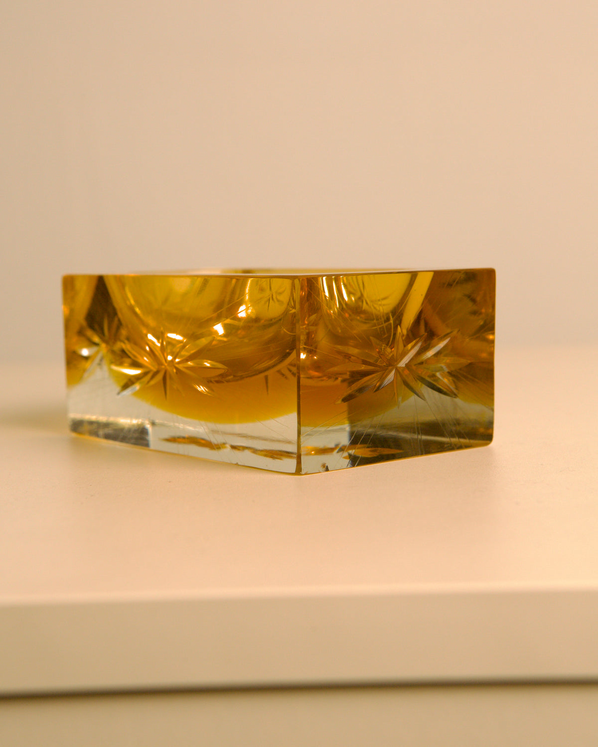 “Bloc” amber Murano glass catch-all by Flavio Poli for Seguso, 1980s — in context