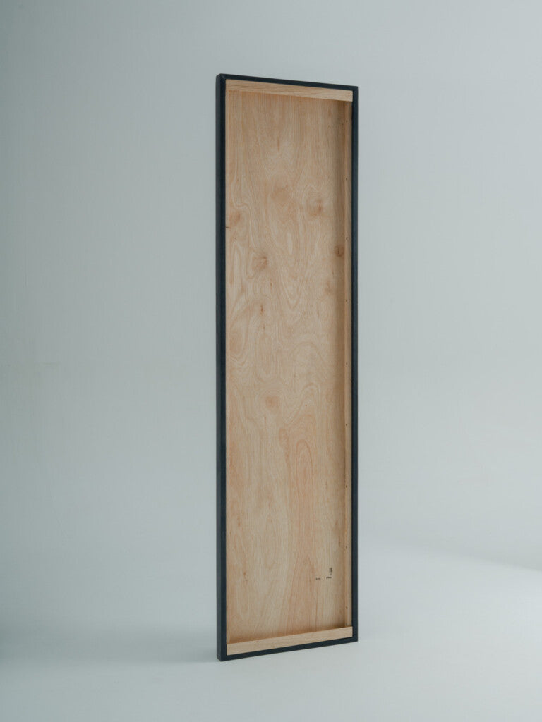 Large Perception Mirror, Stained Chestnut — back view showing wooden frame