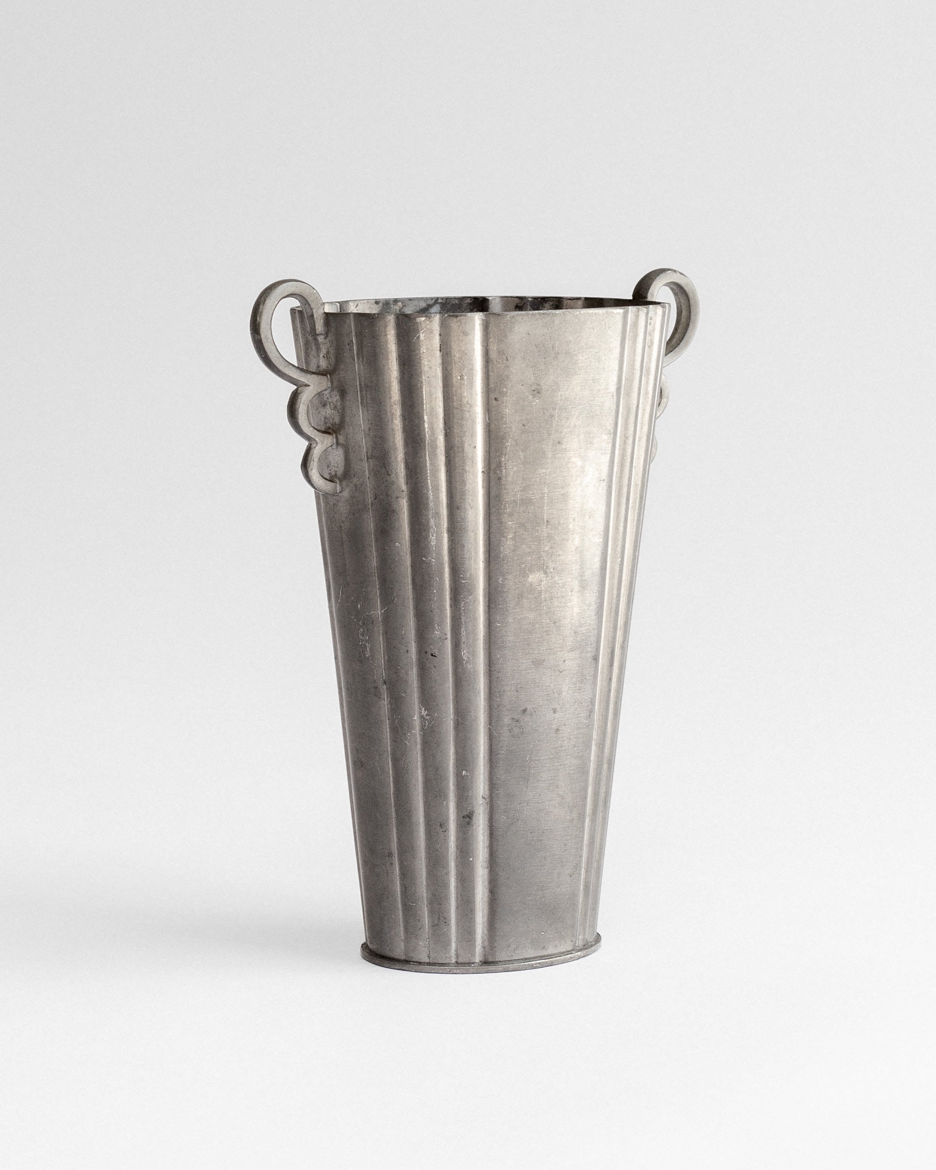 Modernist Pewter Vase by Sylvia Stave, 1935, Sweden — side angle