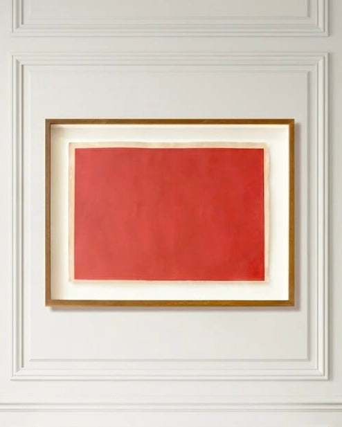 Three Layers of French Red Dye and Pigment on Aged Paper — framed artwork on white wall