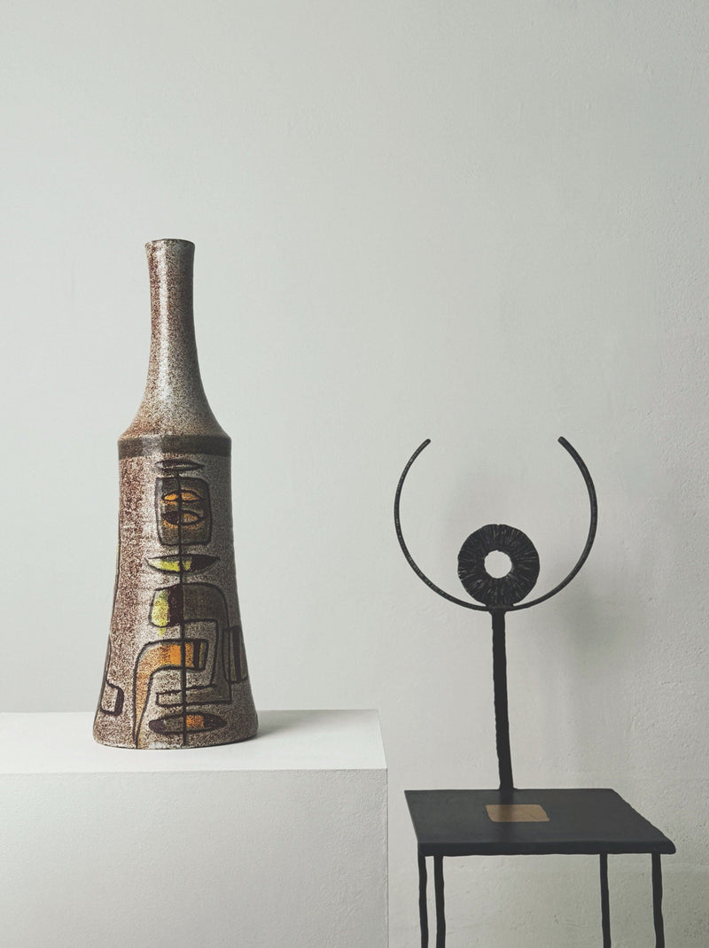 Accolay ceramic lamp base with geometric pattern and modern sculpture
