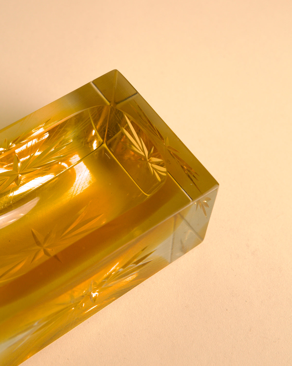 “Bloc” amber Murano glass catch-all by Flavio Poli for Seguso, 1980s — alternate view