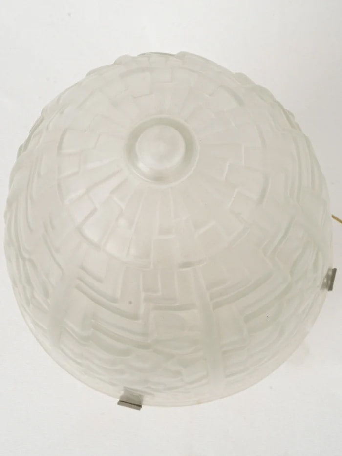French Art Deco Frosted Glass Lamp — close-up