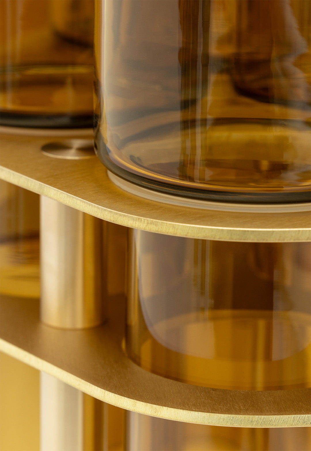 SkLO Field 7 Side Table - Olivin Glass , Brushed Brass — detail view