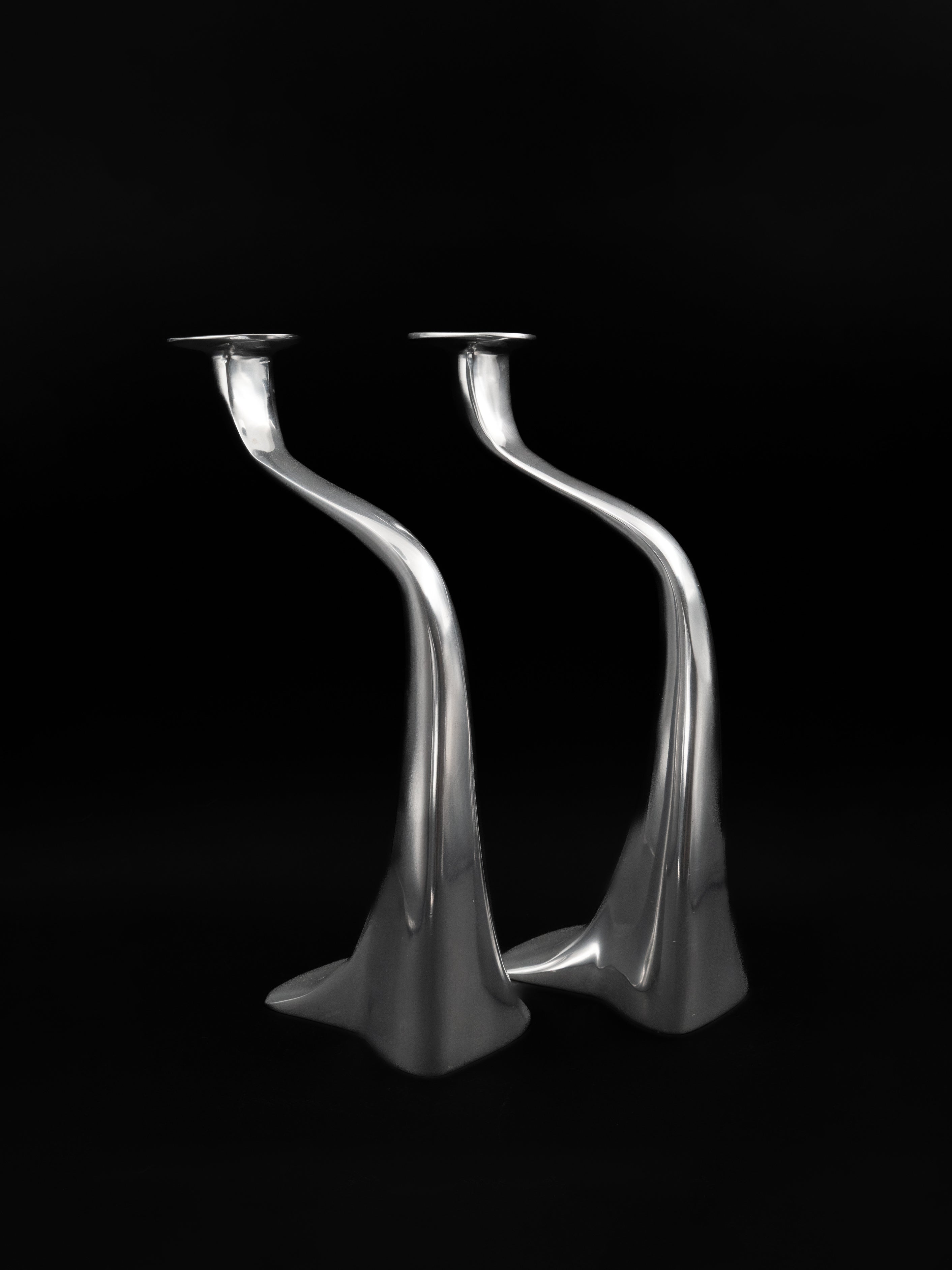 Driade Aluminium Candleholders - Italy — close-up of polished aluminium surface