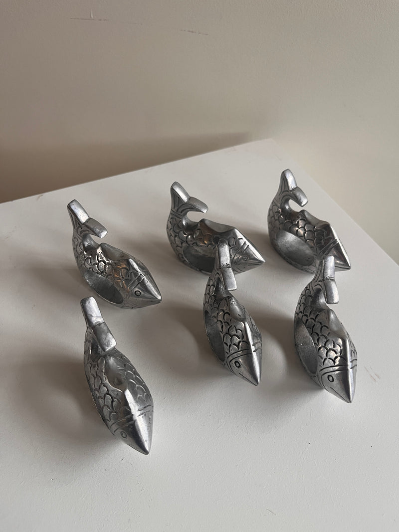 Pewter Fish Napkin Rings - Set of Six by Maud Vaughan | The Oblist — handcrafted pewter design