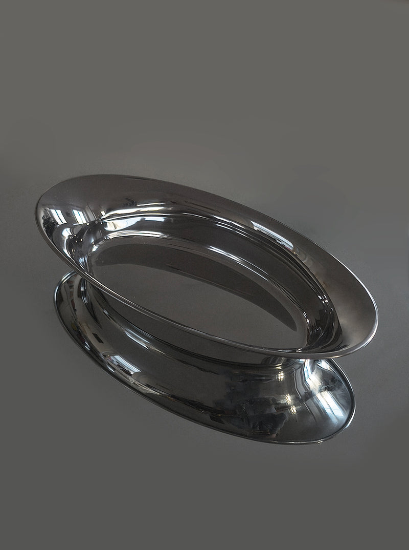 Oval Steel Dish by Les Objoies | The Oblist — polished stainless steel finish