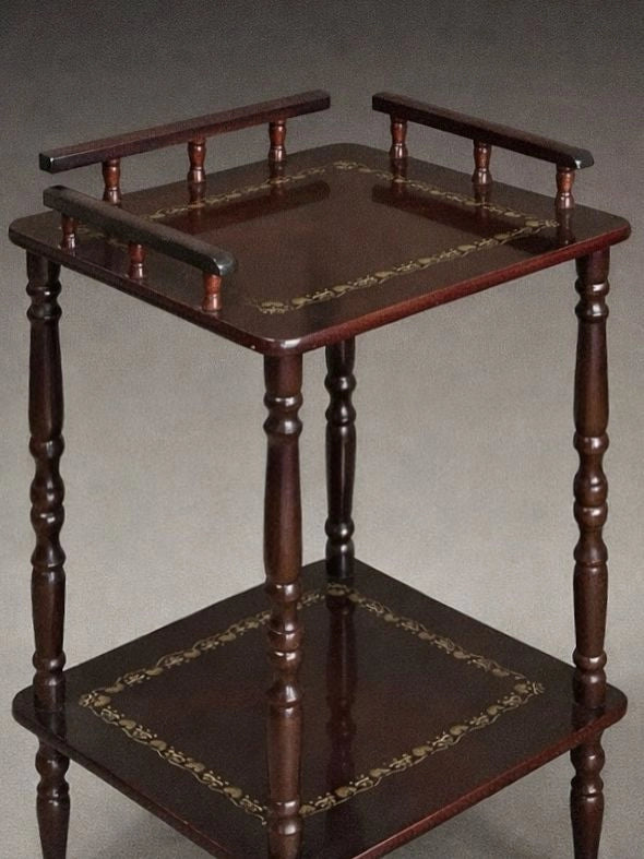 1970s Germany Vintage Wooden Side Table (Telefontisch) — close-up