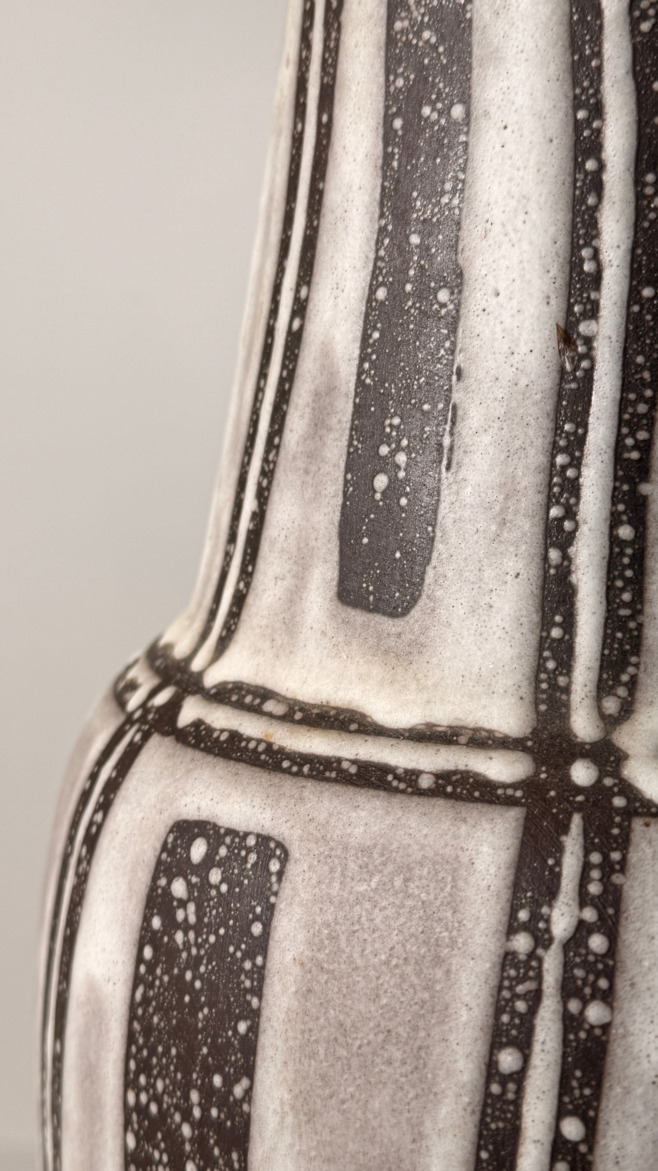 Ceramic pitcher, Germany, circa 1960 — close-up of textured surface and patterns